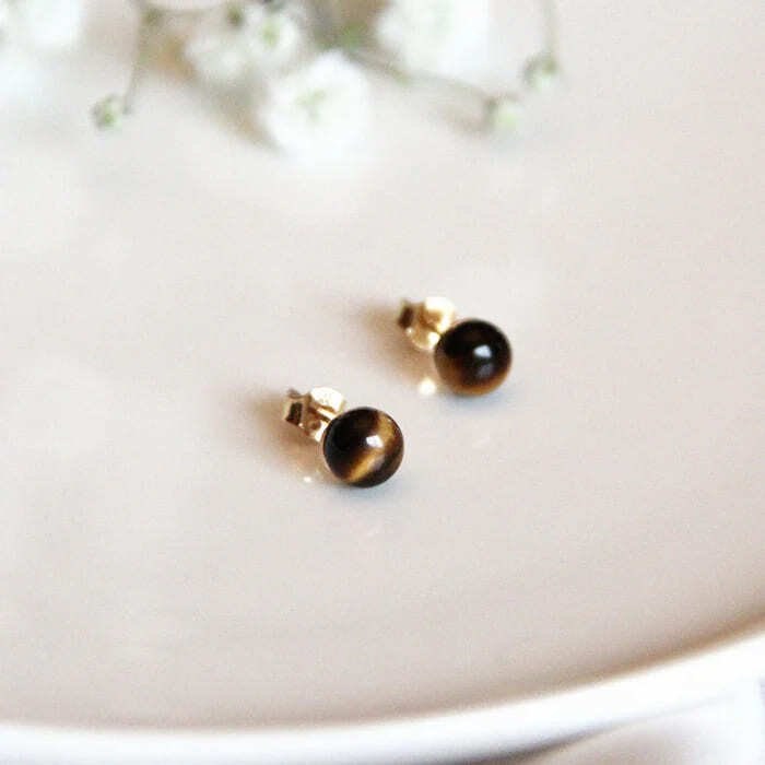 Boucles d'oreilles oeil de tigre iris or