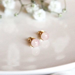 Boucles d'oreilles quartz rose iris or