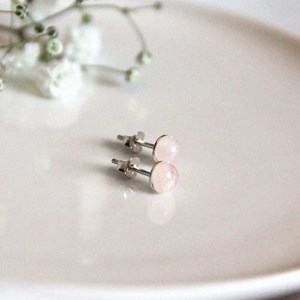 Boucles d'oreilles quartz rose iris or