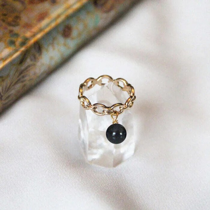 Bague obsidienne isis or