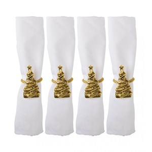 Lot de 4 ronds de serviette sapins dorés