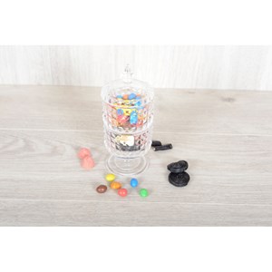 Bonbonnière 2 étages en verre sur pied avec couvercle h24cm