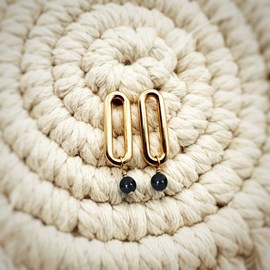 Boucles d'oreilles obsidienne julia or