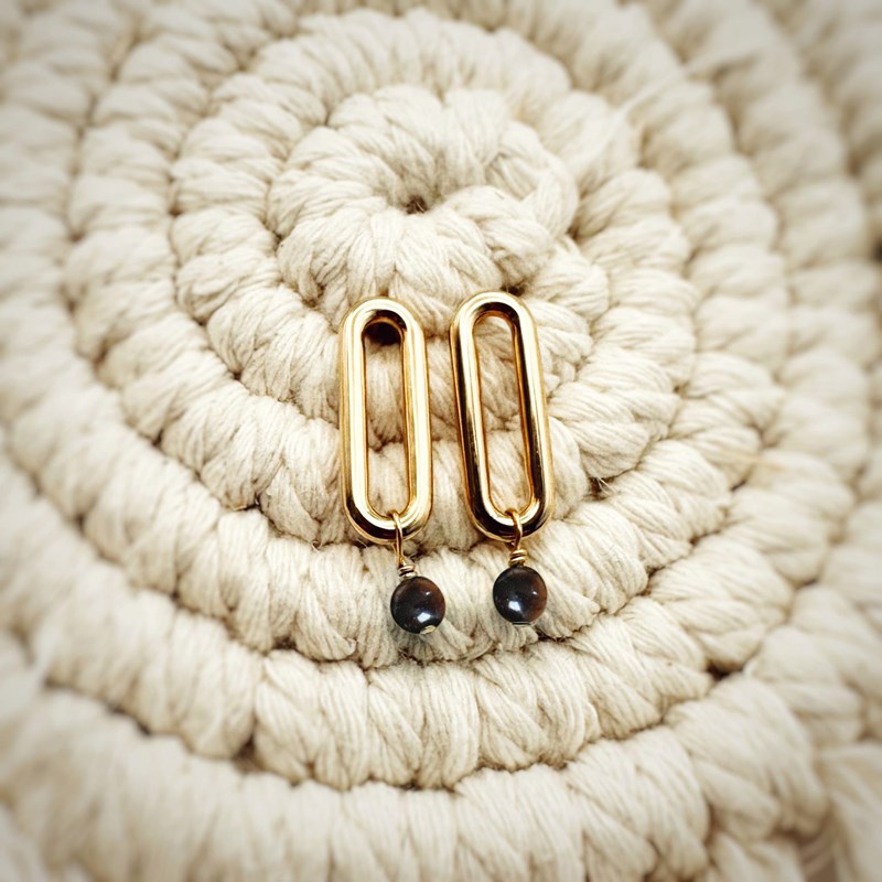 Boucles d'oreilles oeil de tigre julia or