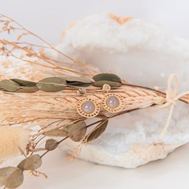 Boucles d’oreilles pendantes pierre de soleil leonie or