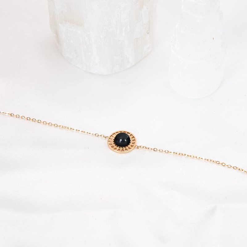 Bracelet obsidienne leonie or