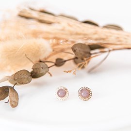 Puces d’oreilles quartz rose leonie or