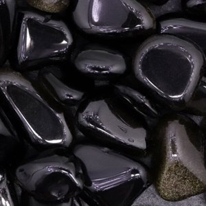 Boucles d'oreilles obsidienne luna or