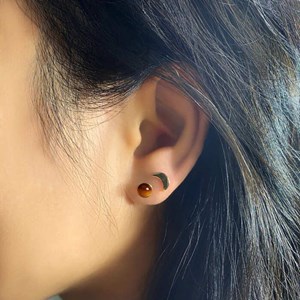 Boucles d'oreilles oeil de tigre luna or