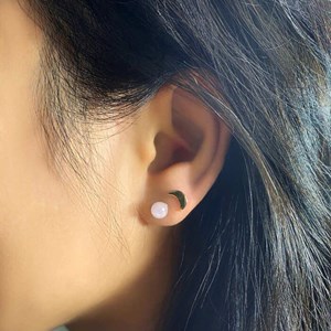 Boucles d'oreilles quartz rose luna or