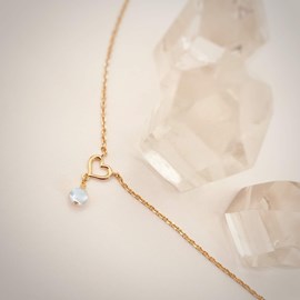 Collier coeur pierre de lune romy or