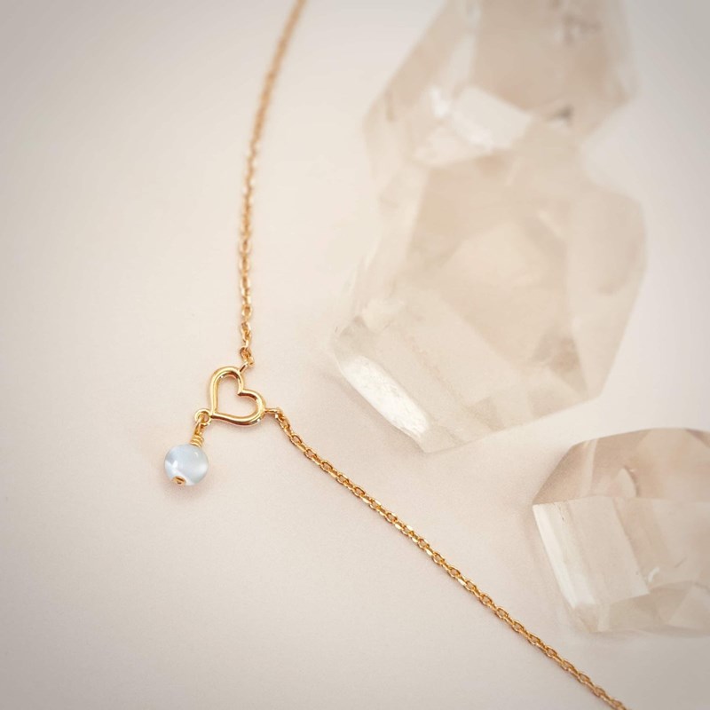 Collier coeur pierre de lune romy or