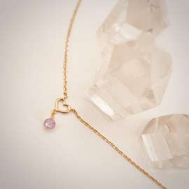 Collier coeur quartz rose romy or