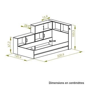 Lit rangement erwan 90x200 chêne