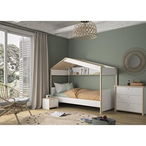 Lit cabane 90x200 chene blanc