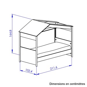 Lit cabane 90x200 chene blanc