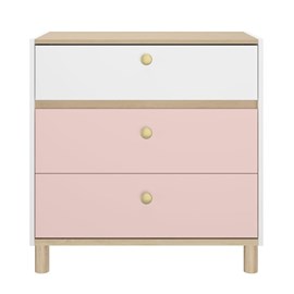 Commode 3 tiroirs rose blanc