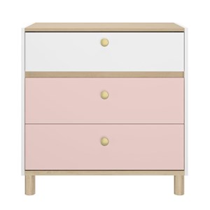 Commode 3 tiroirs rose blanc