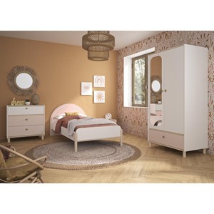 Commode 3 tiroirs rose blanc