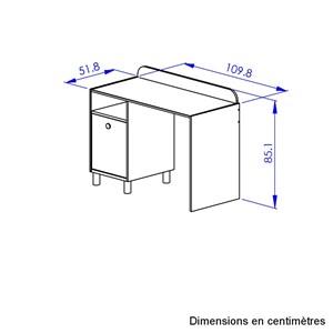 Bureau 1 porte blanc rose