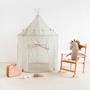 Tente de jeu en tissu recyclé vichi beige