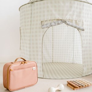 Tente de jeu en tissu recyclé vichi beige
