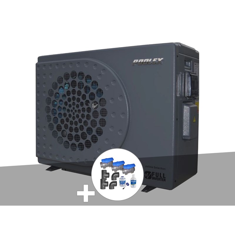 Pompe à chaleur 15,30 kw poolex jetline selection fi 155 + kit by-pass ø 50 mm