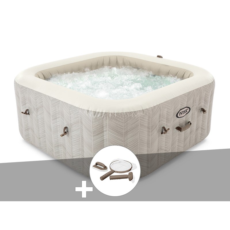 Kit spa gonflable intex purespa chevron carré bulles 6 places + kit d'entretien