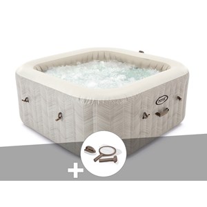 Kit spa gonflable intex purespa chevron carré bulles 6 places + kit d'entretien