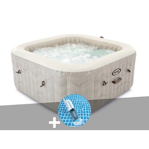 Kit spa gonflable intex purespa chevron carré bulles 6 places + aspirateur