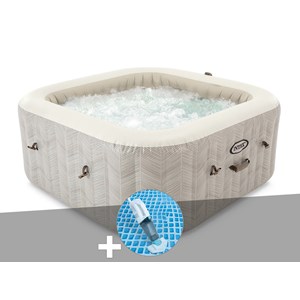 Kit spa gonflable intex purespa chevron carré bulles 6 places + aspirateur