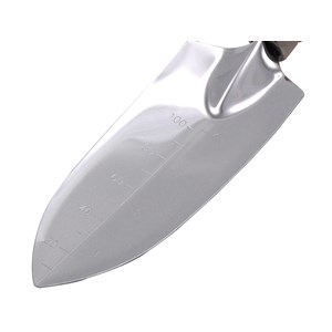 Transplantoir étroit gradué en acier inoxydable, manche bois fsc - nature