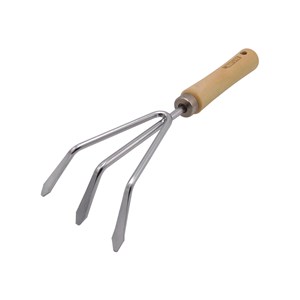 Griffe 3 dents en acier inoxydable, manche bois fsc - nature