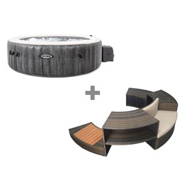 Pack spa gonflable intex purespa baltik rond bulles 6 places + ensemble mobilier