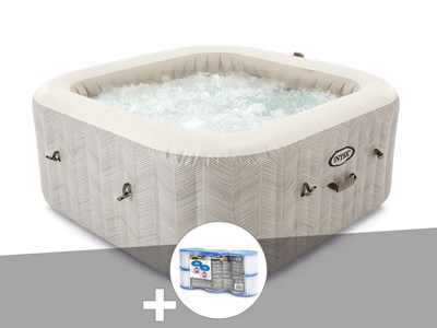 Kit spa gonflable intex purespa chevron carré bulles 6 places + 6 filtres