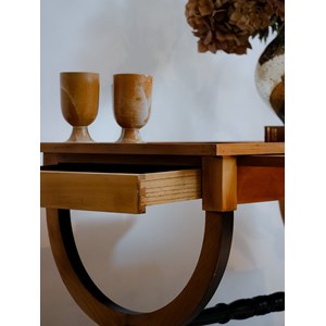 Table basse en bois et cuir n°720