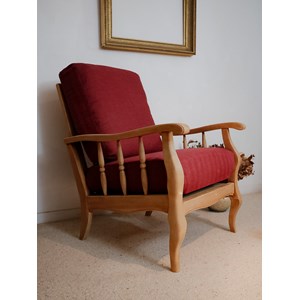 Fauteuil en chêne massif et tissu n°661