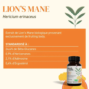 Gélules extrait de lion's mane focus mémoire clarté 168 gélules french mush