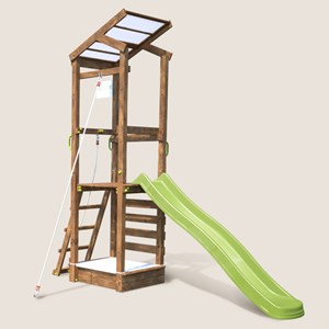 Aire de jeux avec toboggan et mur d'esca