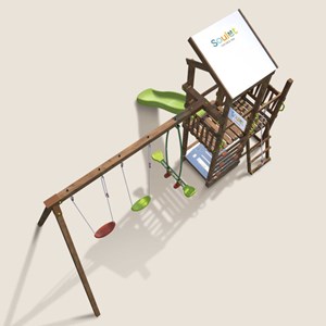 Aire de jeux 2 tours avec toboggan funny