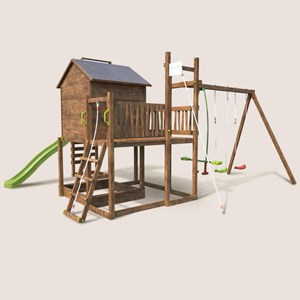 Aire de jeux avec cabane et toboggan cot