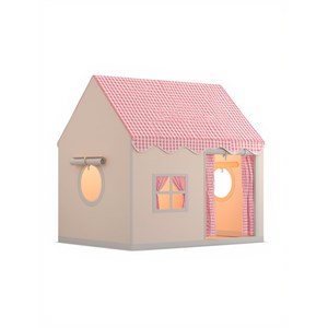 Tente maison enfant avec guirlande - rose