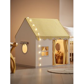 Tente maison enfant avec guirlande - jaune