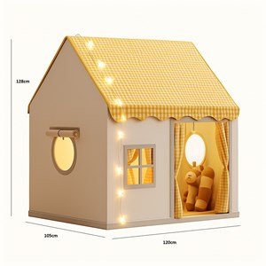 Tente maison enfant avec guirlande - jaune