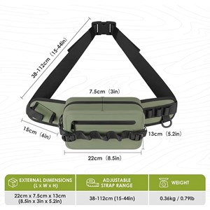 Sac banane de pêche imperméable - certifié ipx8 olive