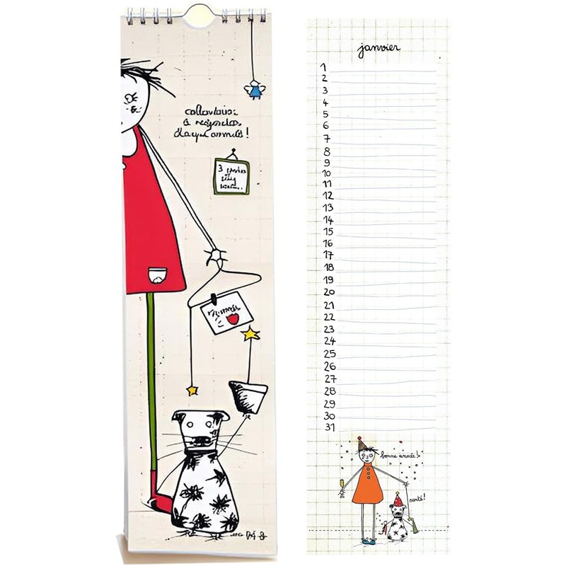 Calendrier perpétuel anniversaires sans année bloc à spirales 14 pages