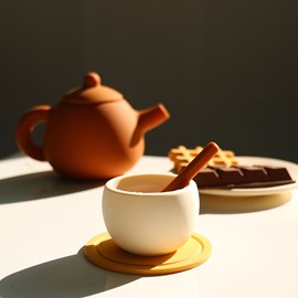 Dinette en silicone, service à thé - beige