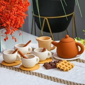 Dinette en silicone, service à thé - beige