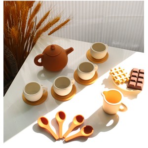 Dinette en silicone, service à thé - beige