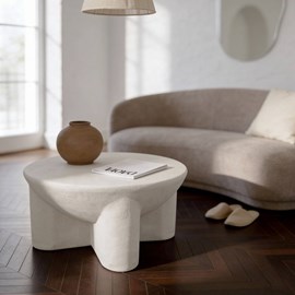 Table ronde bois effet béton